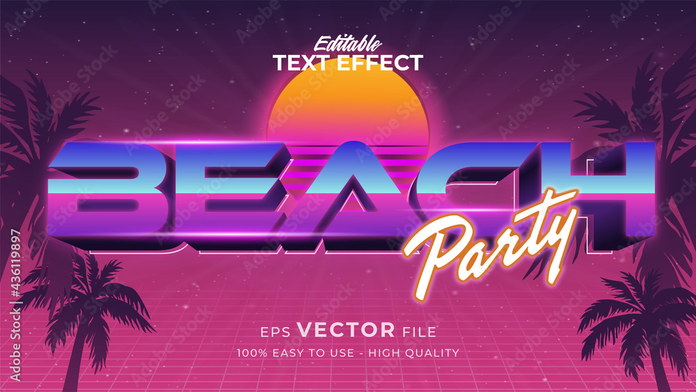 Poster editable text style effect - retro summer text in 80s style theme