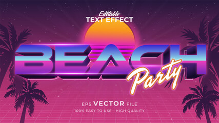 Editable text style effect - retro summer text in 80s style theme