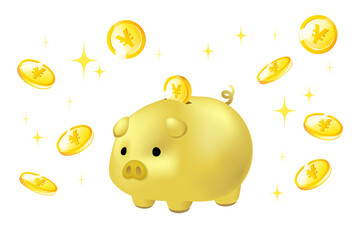 金のぶたの貯金箱とお金
