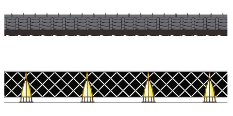 なまこ壁と竹灯りのイラスト