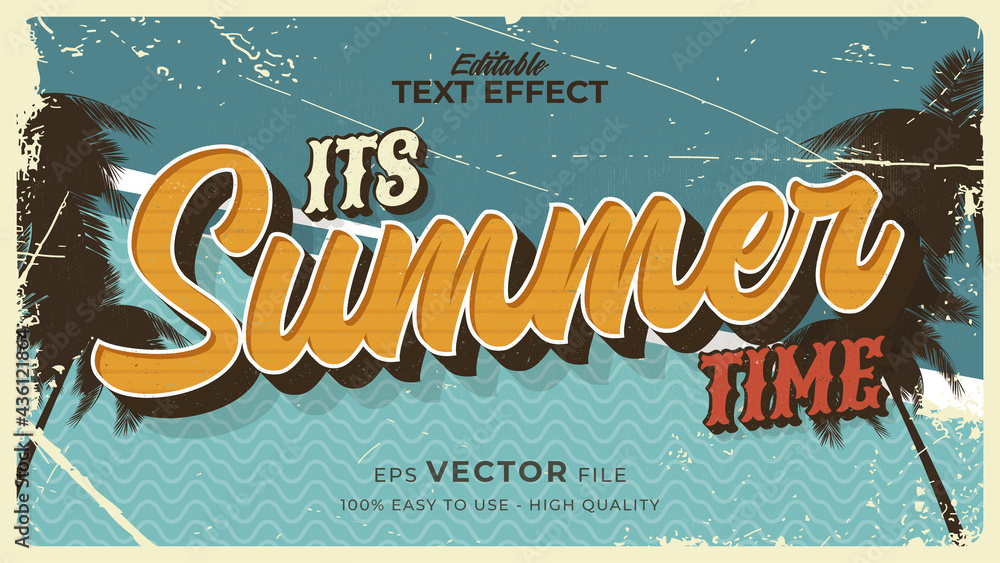 Poster editable text style effect - retro summer text in grunge style theme