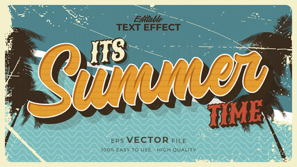 Editable text style effect - retro summer text in grunge style theme - obrazy, fototapety, plakaty