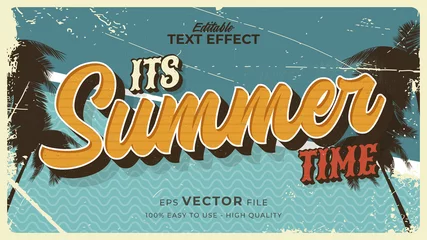 Deurstickers Retro compositie Editable text style effect - retro summer text in grunge style theme