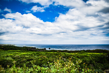 Fototapeta na wymiar 沖縄の空と海と城址