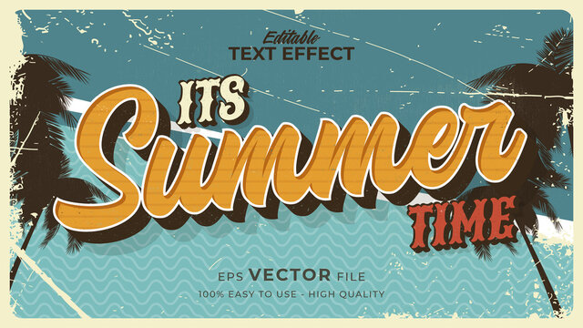 Editable text style effect - retro summer text in grunge style theme