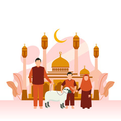 Happy Eid Al-Adha for Muslim 69 background vector design illustration