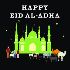 Happy Eid Al-Adha for Muslim 65 background vector design illustration