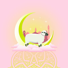 Happy Eid Al-Adha for Muslim 67 background vector design illustration