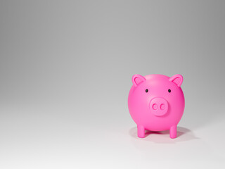 Pink piggy bank on a white background, 3d rendering.