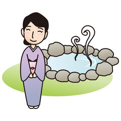 Obraz premium 温泉と女将