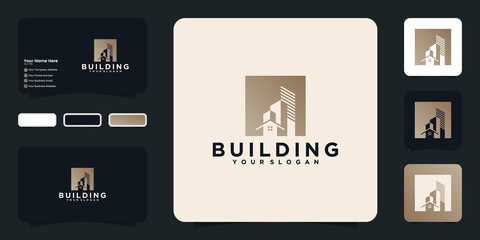 luxury building logo shaped gold box and inspired business card