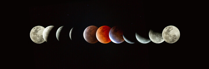 Total Lunar Eclipse sequence Blood moon Super moon