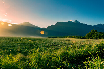 Montañas en Honduras pico bonito amanecer y agricultura