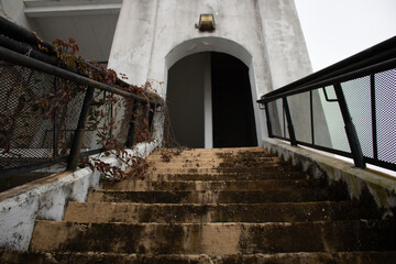Stairway into old insane asylum