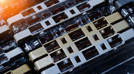 Close Up Vintage Cassette Tape with magnetic and colorful of case