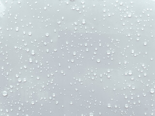 water droplet on white steel plate for nature background.