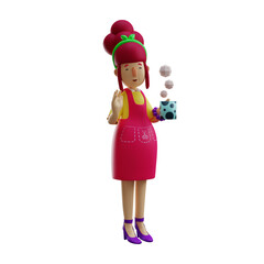 3D Mother Picture holding with a glass of hot tea