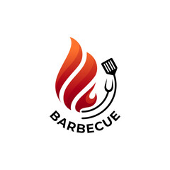 Restaurant logo with barbecue design template, vintage style
