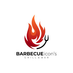 Fire and barbecue icon template, simple icons