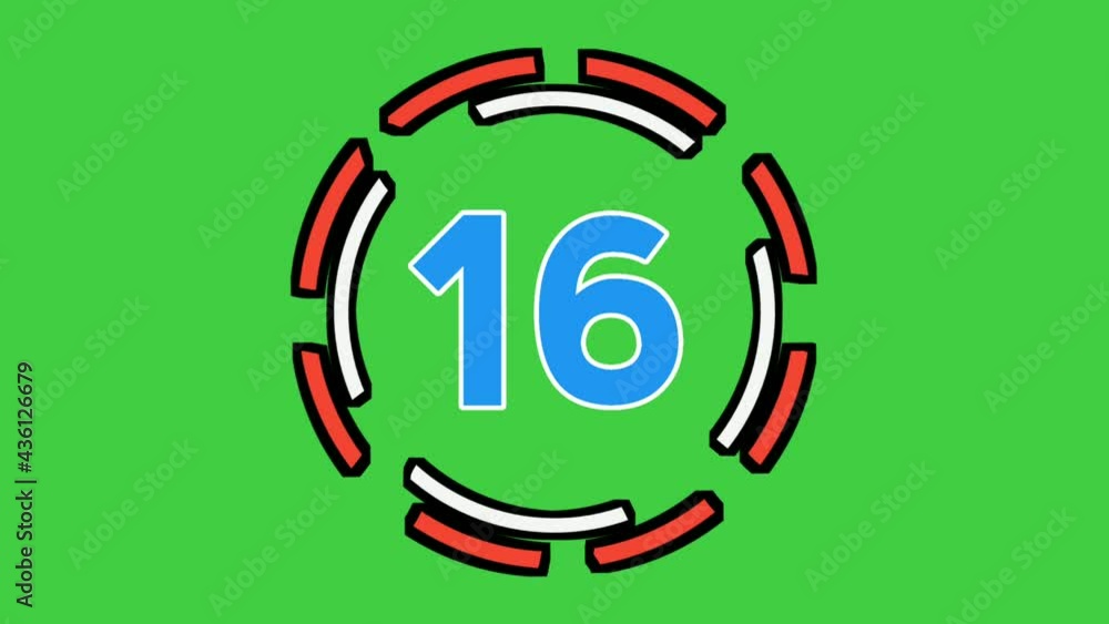 Poster countdown animation on green screen. number twenty to one on green background time concept. 4k
