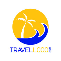 Beach Ocean Travel Circle Logo 