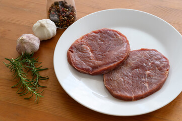 Steak on a plate ready to be made