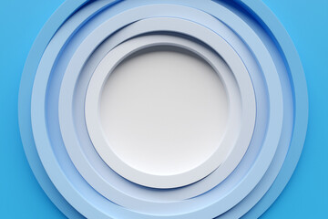 3D rendering abstract blue-white round fractal, portal. White round spiral.