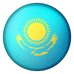 Glass light ball with flag of Kazakhstan. Round sphere, template icon. Kazakh national symbol. Glossy realistic ball, 3D abstract vector illustration highlighted on a white background. Big bubble