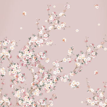 Rose, peony, butterfly, paisley and watercolor flowers