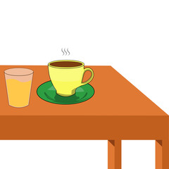 Graphic a glass of orange juice and a cup of coffee vector icon for your design