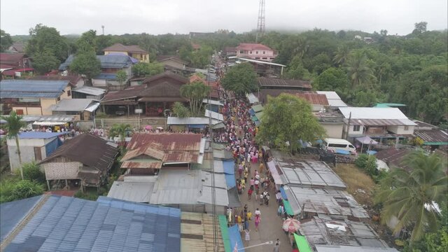 Tak Bat Devo Holiday Festivals in Kanchanaburi Thailand
