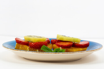 fresh fruit salad white background