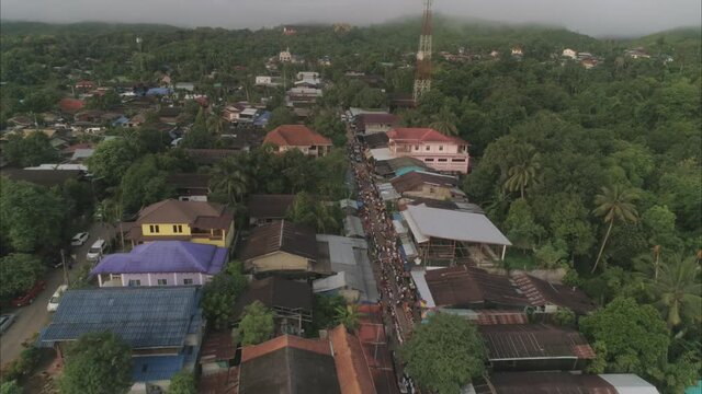 Tak Bat Devo Holiday Festivals in Kanchanaburi Thailand