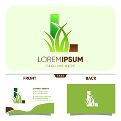 Fototapeta na wymiar Letter L Grass Logo Design Vector Icon Graphic Illustration