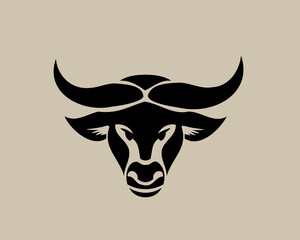 abstract simple black bull head logo design illustration