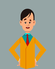 Salesman confused facial expression vector illustration. Young businessman character expression for design, motion or animation.