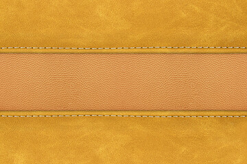 Stitched leather background yellow brown colour background for design.