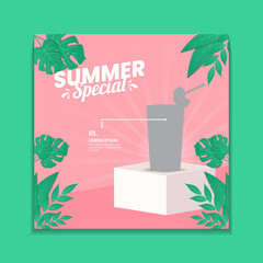 Summer special drink menu social media post template