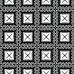 Geometric vector pattern with Black and white colors. Seamless abstract ornament for wallpapers and backgrounds.