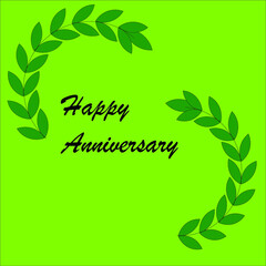 Happy anniversary greetings with leaf vector on a pastel green background.