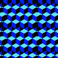 Blue black cubical vector pattern. Abstract and sequence background.