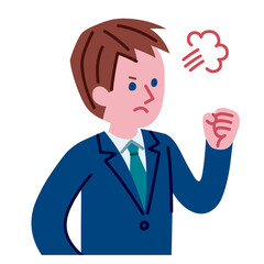 怒っているスーツを着た男性のイラスト
