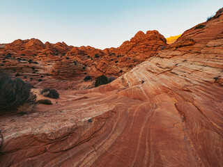 Golden Wave at sunset - The Wave at the border of Arizona and Nevada