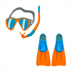 underwater swimming mask, fins, vector isolated on white background © Владимир Маевский