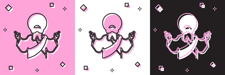 Set Jesus Christ icon isolated on pink and white, black background. Vector Illustration