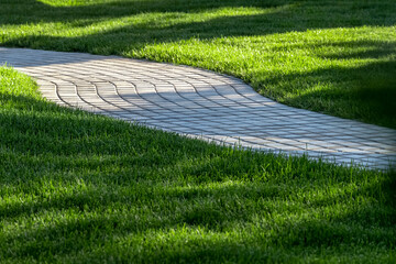 Backyard design elements of a beautiful private house.