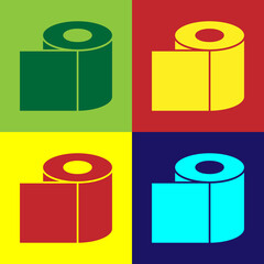 Pop art Toilet paper roll icon isolated on color background. Vector Illustration