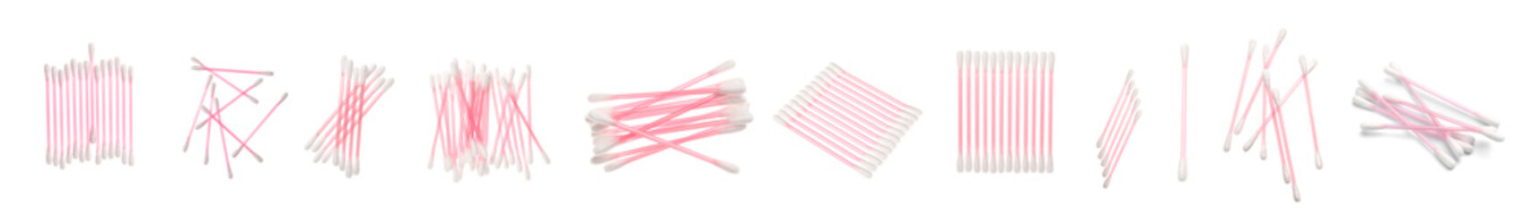 Cotton swabs on white background