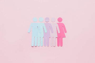 Human figures on color background. Concept of transgender