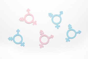 Symbols of transgender on white background